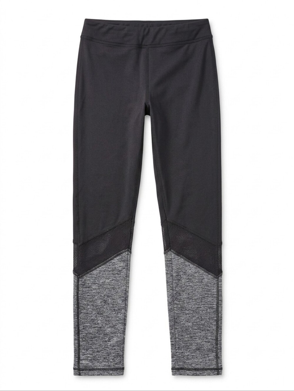 1st Kiss Black Heather Grey Colorblock Leggings Patterned Knee Accent Activewear